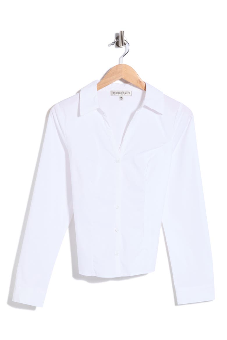 Long Sleeve Button Down Shirt with Tie, Alternate, color, WHITE