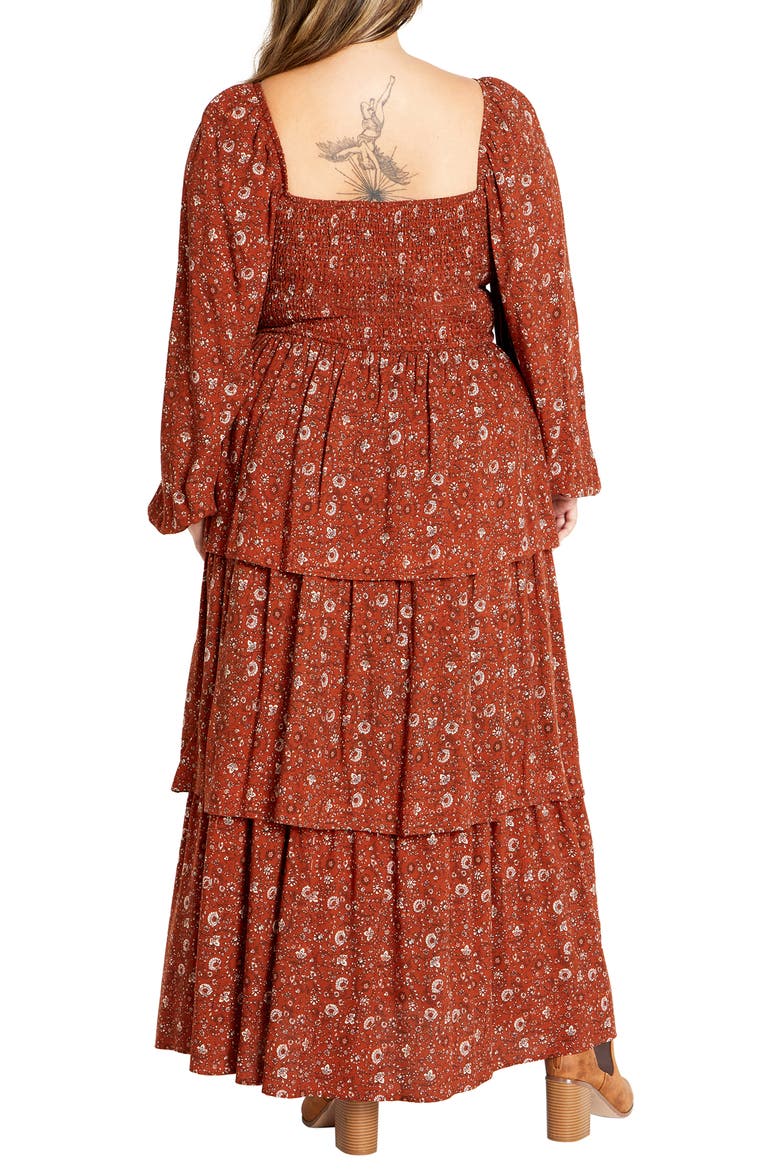 Cassidy Floral Smocked Maxi Dress, Alternate, color, ORANGE PRINT