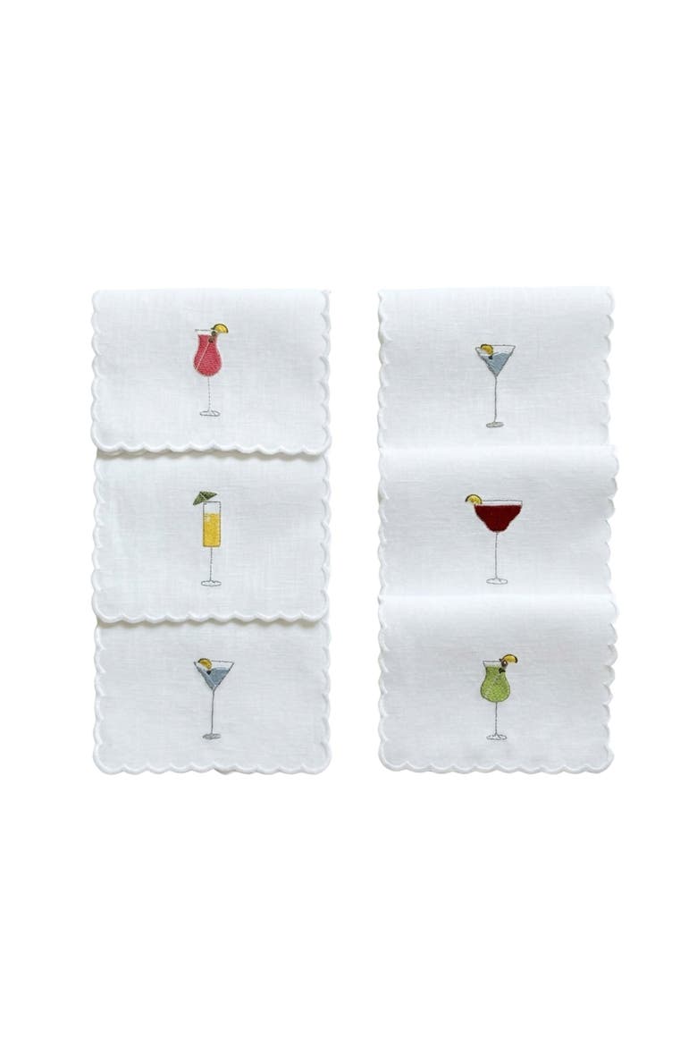 Embroidered Cocktail Napkin, Main, color, Ivory