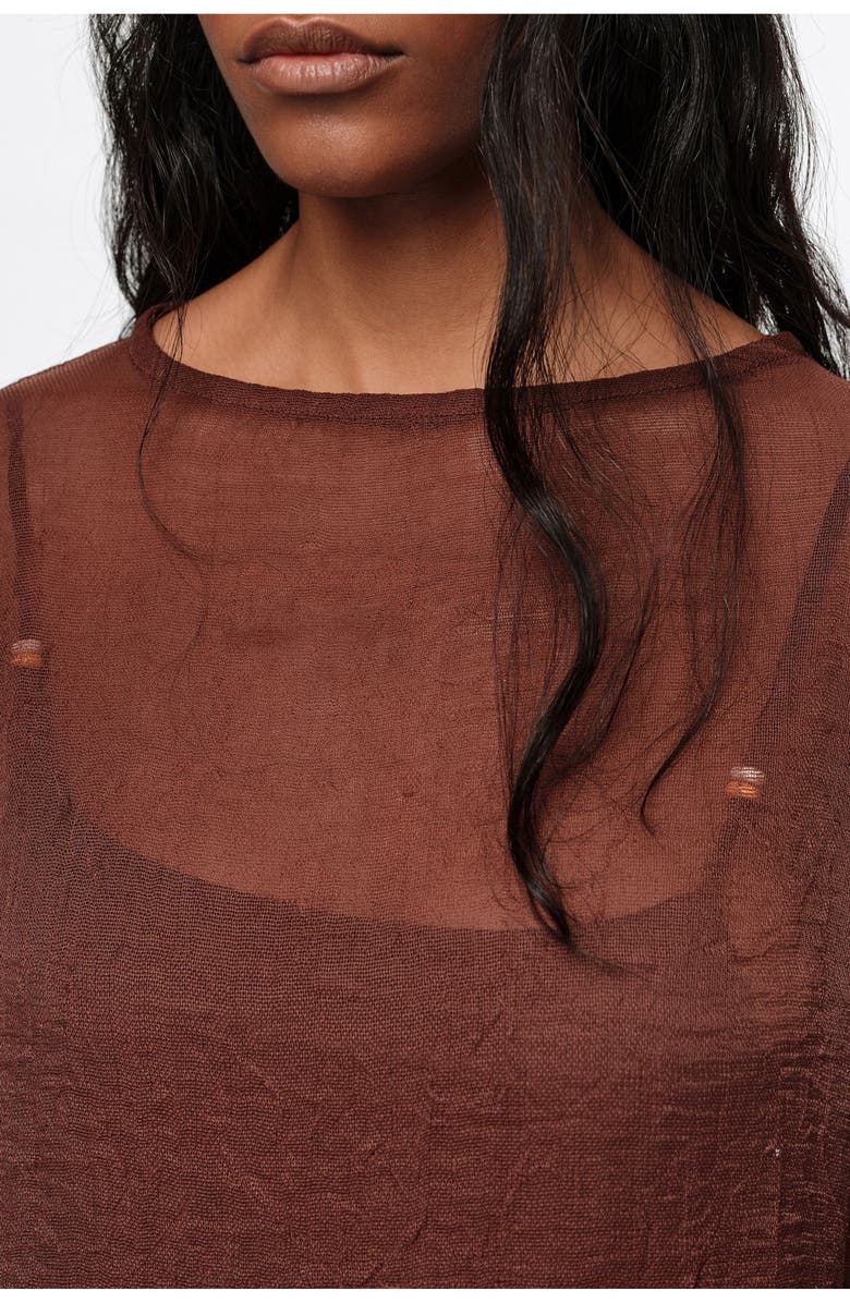 Bimba y Lola Boxy Sweater With Metallic Beads, Alternate, color, Brown