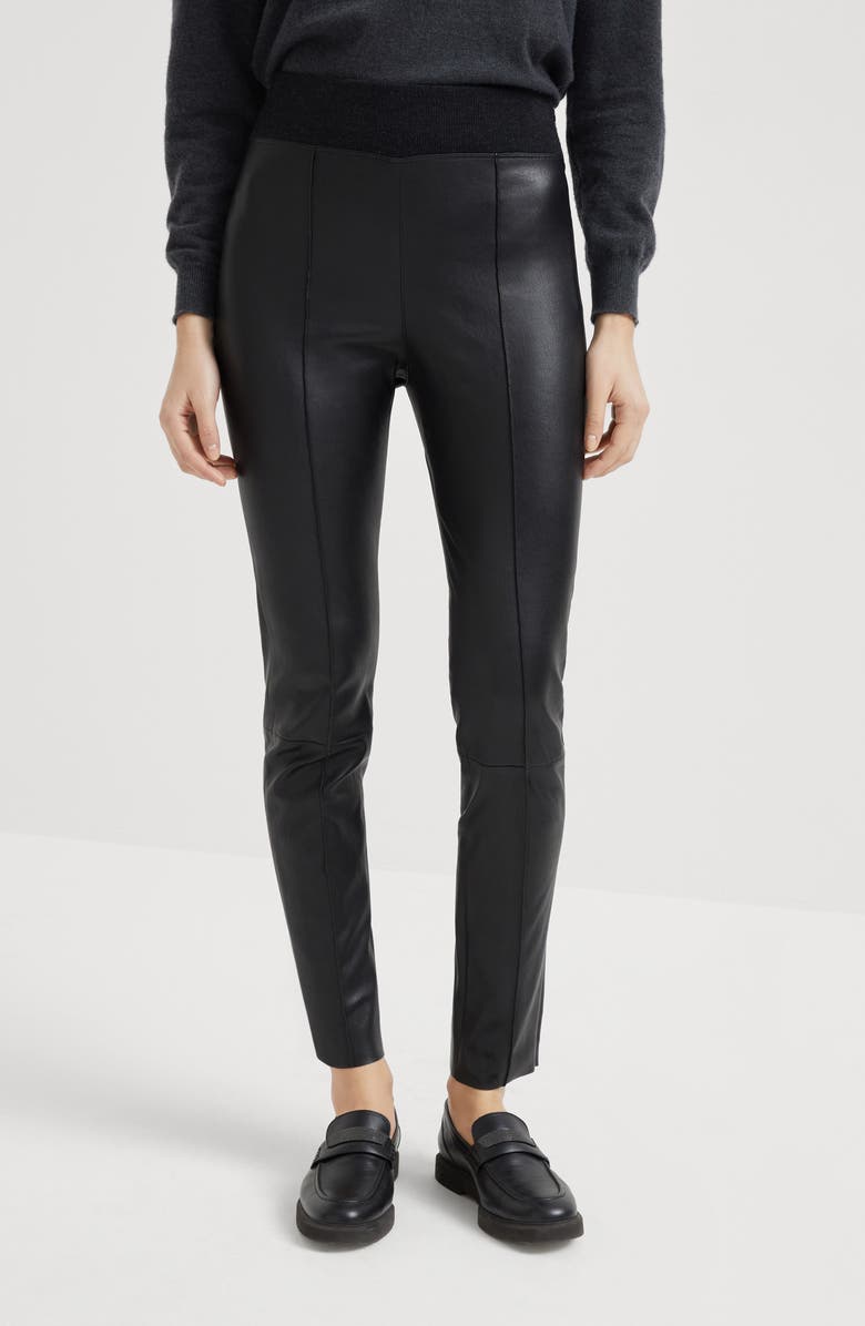 Brunello Cucinelli Stretch nappa leggings, Alternate, color,