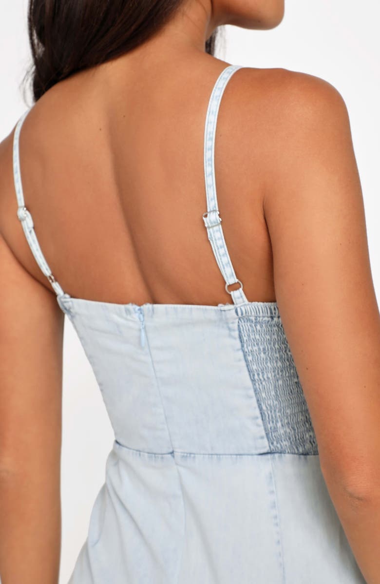 GUESS Jalyn Tiered Asymmetric Hem Denim Dress, Alternate, color, Whimsy Blue