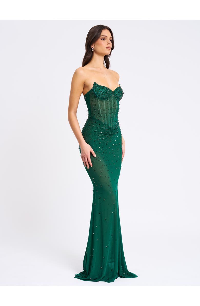 Miss Circle Fatima Burgundy Crystal Sleeveless Corset Mermaid Maxi Dress, Alternate, color, Green
