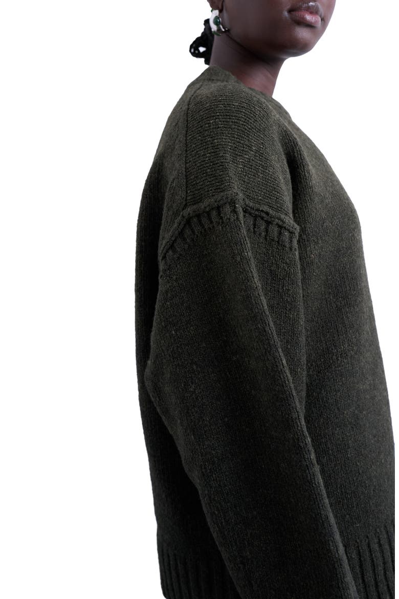 Exposed Seam Relaxed Fit Sweater, Alternate, color, KHAKI GREEN