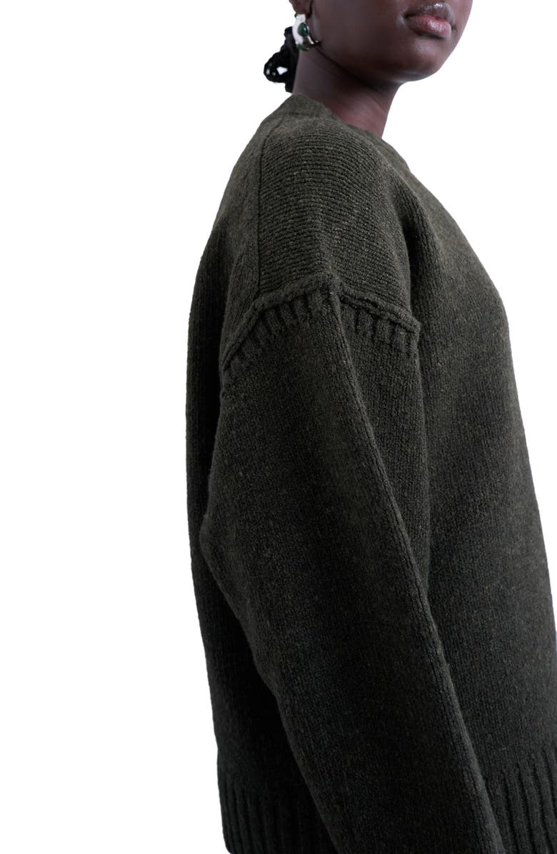 Topshop Exposed Seam Relaxed Fit Sweater, Alternate, color, Khaki Green