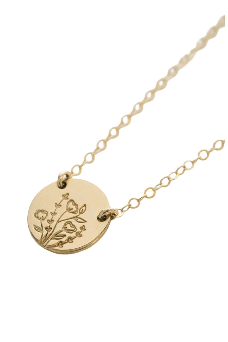 Wild Blooms Mini Zola Disc Necklace, Alternate, color, Gold Filled