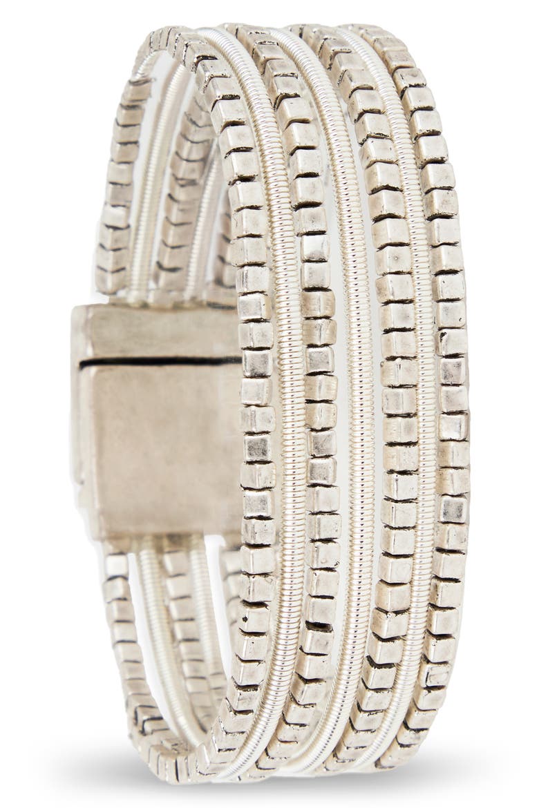 Scarlett Beaded Layered Wrap Bracelet, Main, color, SILVER