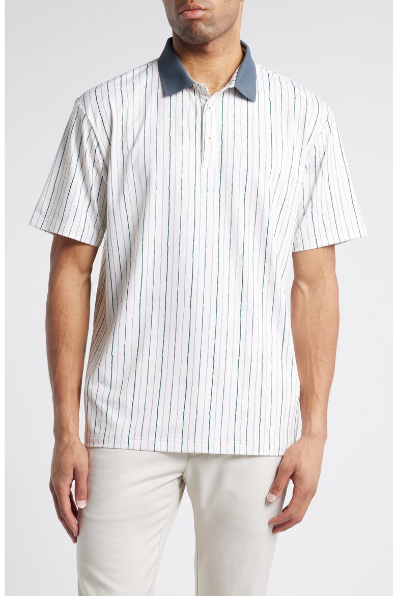Trail Stripe Golf Polo, Main, color, VINTAGE WHITE