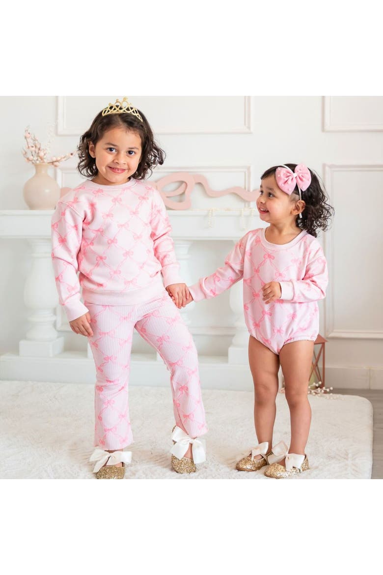 Bow Trellis Flare Legging, Alternate, color, Ballet Pink