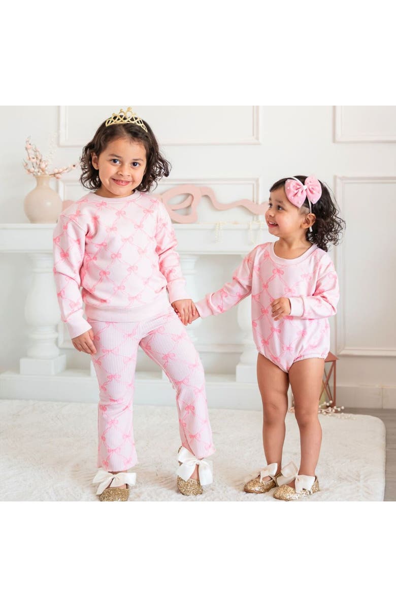 Sweet Wink Bow Trellis Flare Legging, Alternate, color, Ballet Pink