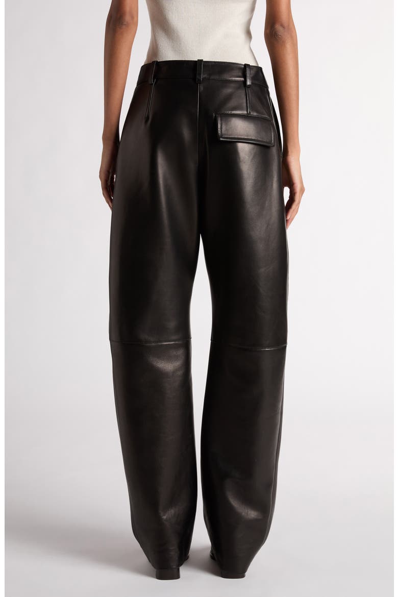 Rounded Leg Lambskin Leather Pants, Alternate, color, 1000 BLACK