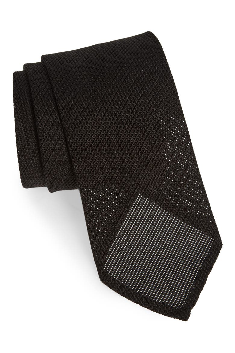 Silk Grenadine Tie, Main, color, BLACK