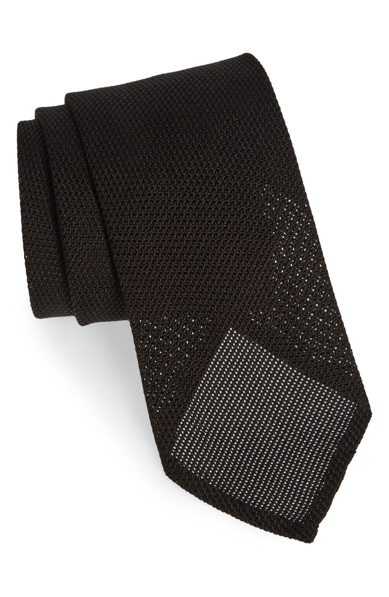 Thom Sweeney Silk Grenadine Tie, Main, color, Black
