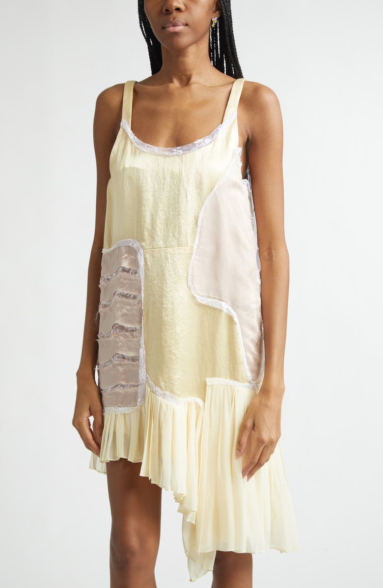 Collina Strada Lily Patchwork Asymmetric Shift Dress, Alternate, color, Butter Yellow