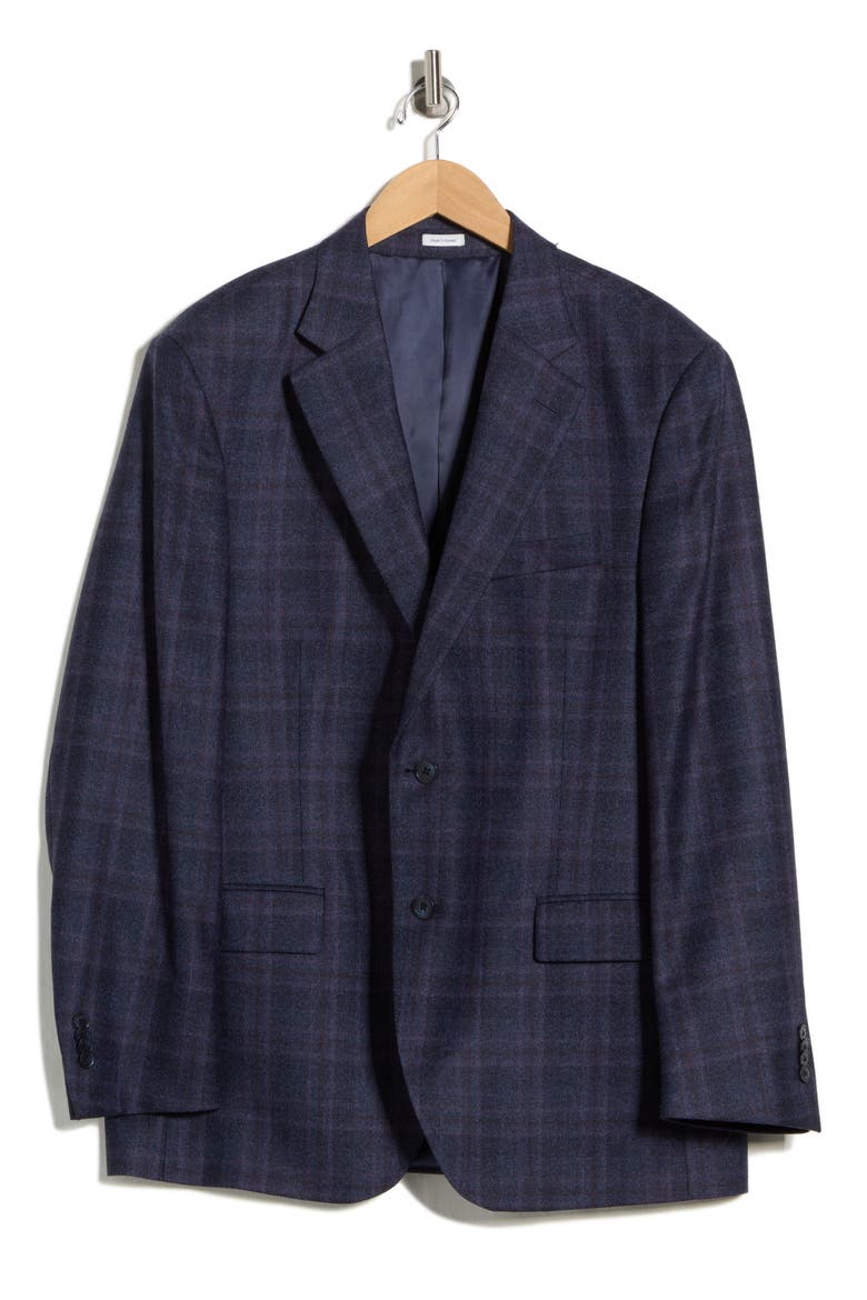 Navy Plaid Notch Lapel Wool Sport Coat, Alternate, color, NAVY