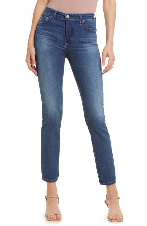 Mari High Waist Stretch Slim Straight Leg Jeans