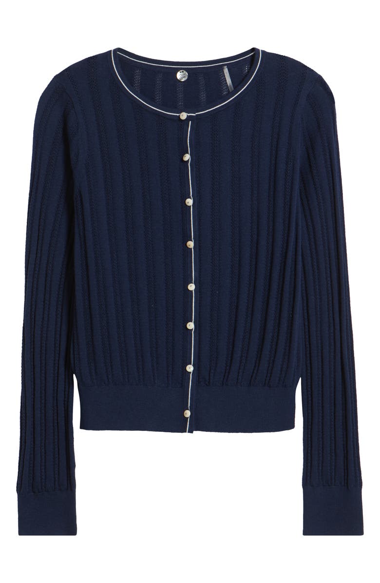 MARGARET O'LEARY Contrast Stripe Rib Petit Cardigan, Alternate, color, 