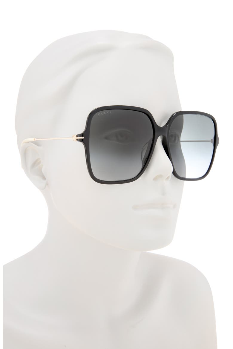 60mm Square Sunglasses, Alternate, color, BLACK GOLD GREY