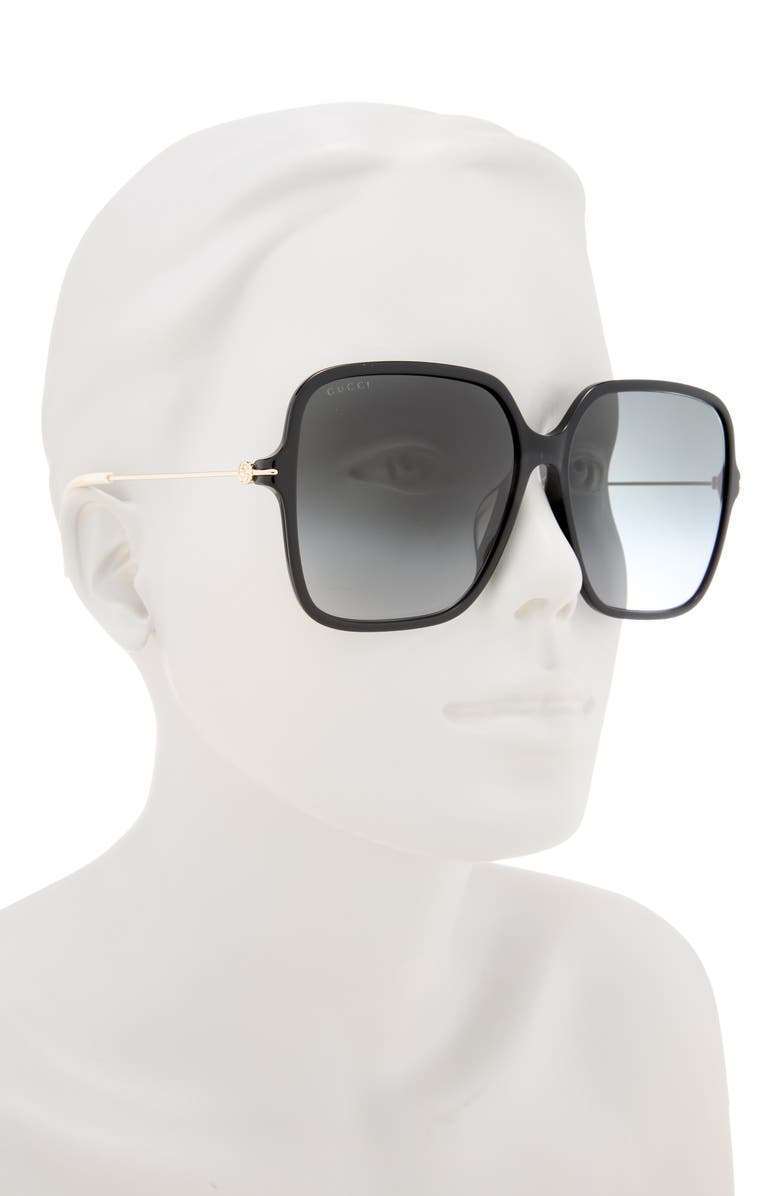 Gucci 60mm Square Sunglasses, Alternate, color, Black Gold Grey