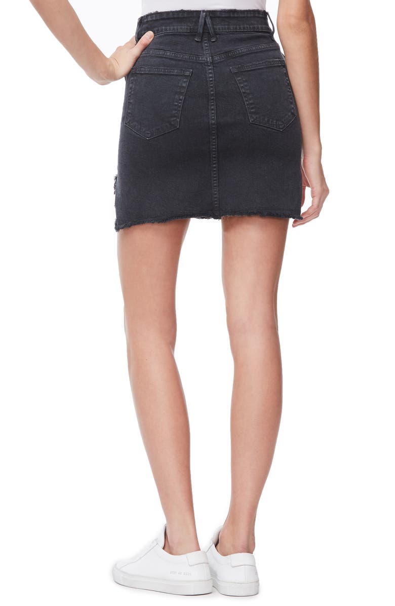 Good American The Bombshell Frayed Denim Miniskirt, Alternate, color,