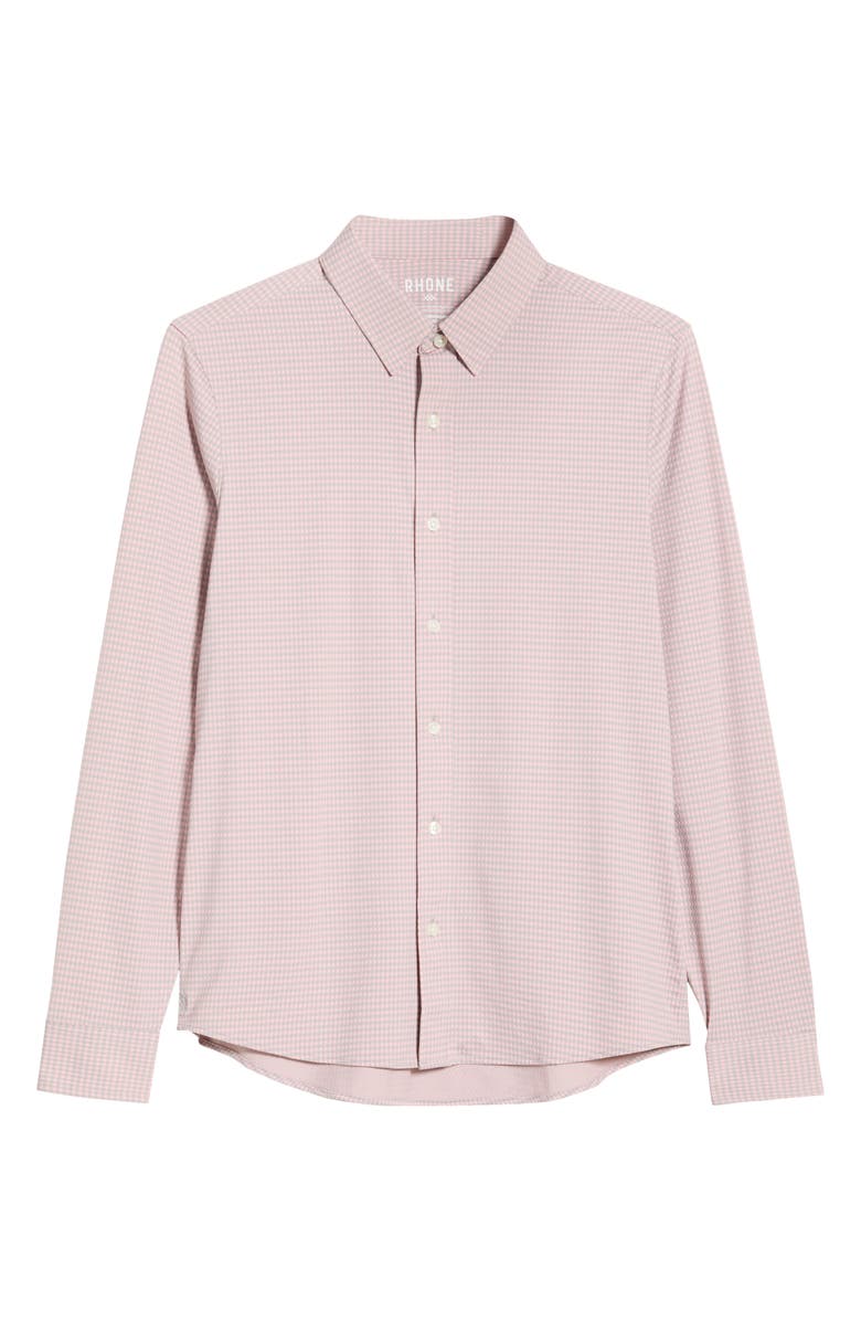 Rhone Commuter Slim Fit Gingham Check Performance Button-Up Shirt, Alternate, color, Pink/ Sleet Gray Gingham
