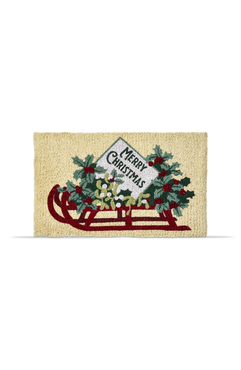 tag Merry Christmas Sled Coir Mat Indoor Outdoor Welcome Mat, Main, color, Multicolored