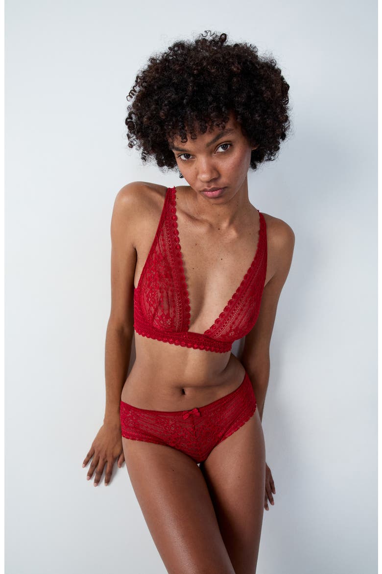 Panama Sheer Lace Contour Bra, Alternate, color, CARDINAL