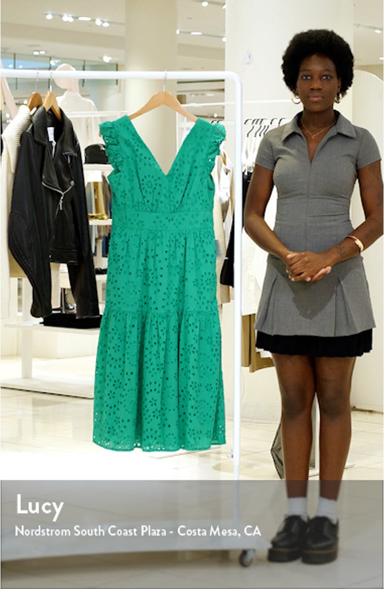 Cotton Eyelet Tiered Midi Dress, sales video thumbnail