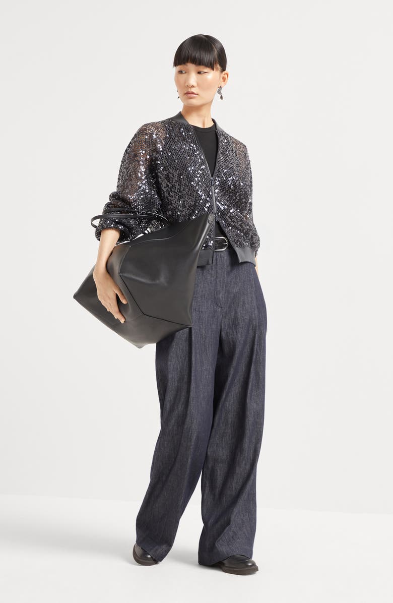 Brunello Cucinelli Ribbed jersey top, Alternate, color, 