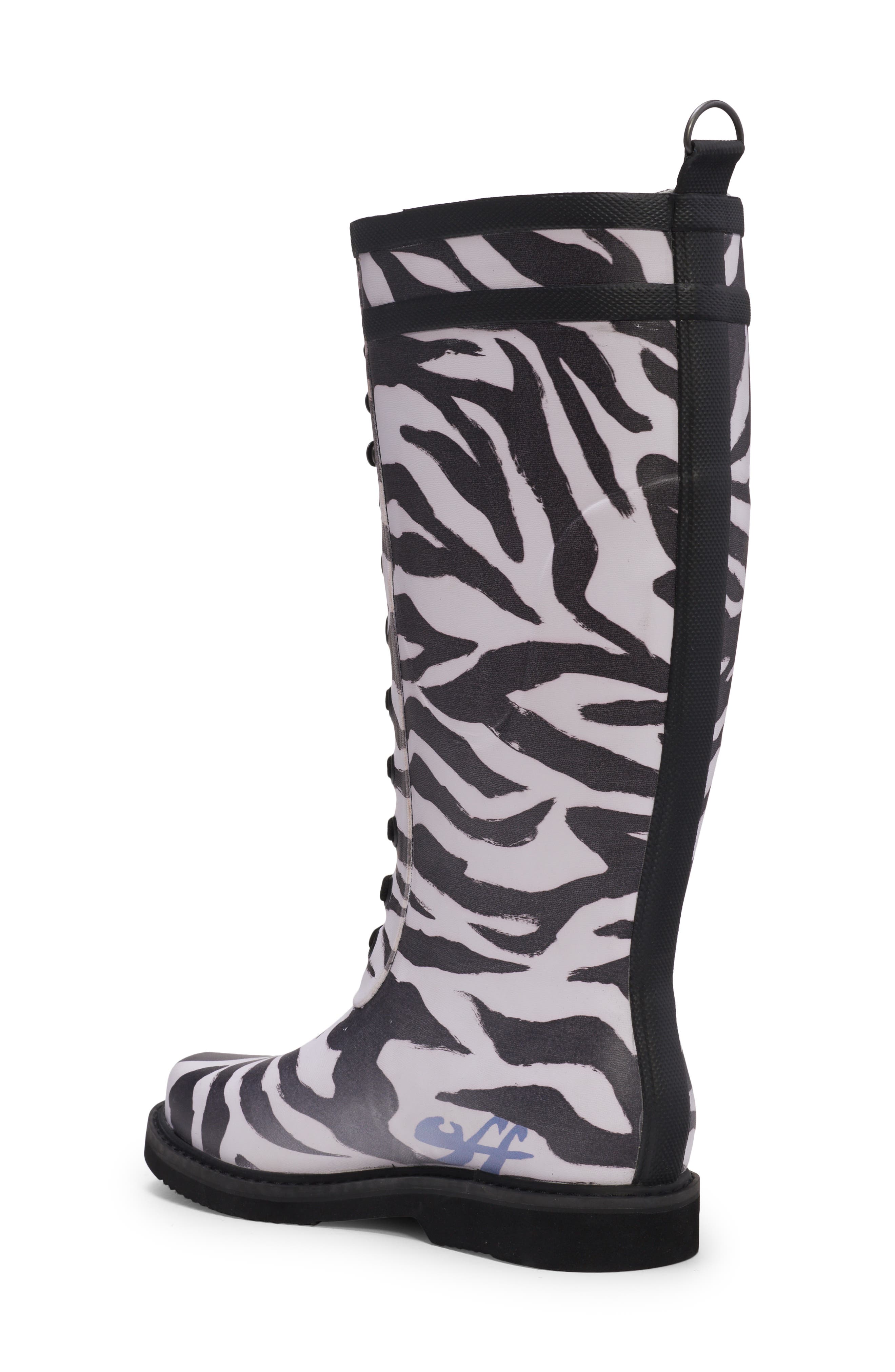 Off-White Zebra Print Rain Boot, Alternate, color, 
