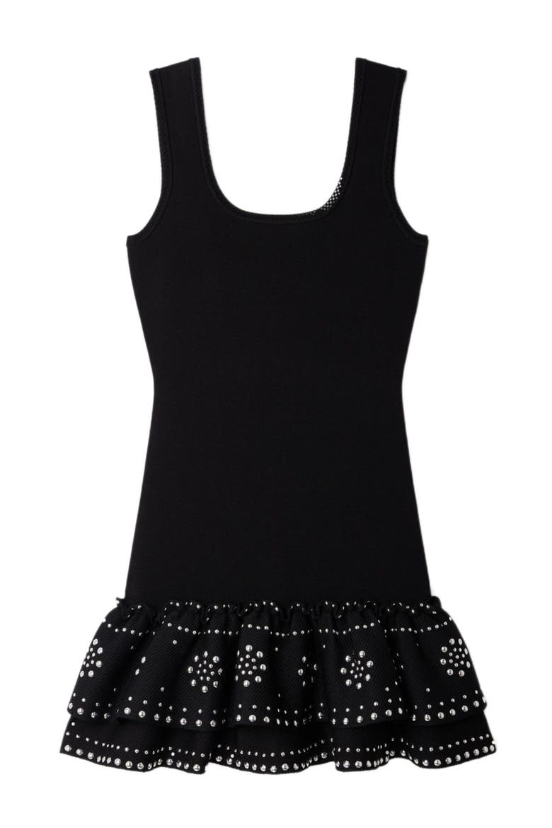 Short knit dress with studs, Alternate, color, Black