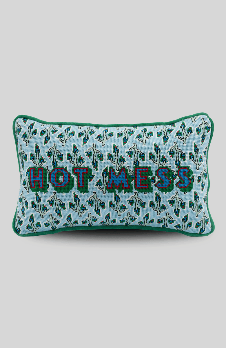 Furbish Studio Hot Mess Needlepoint Pillow, Main, color, Hot Mess