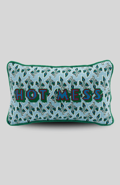 Hot Mess Needlepoint Pillow