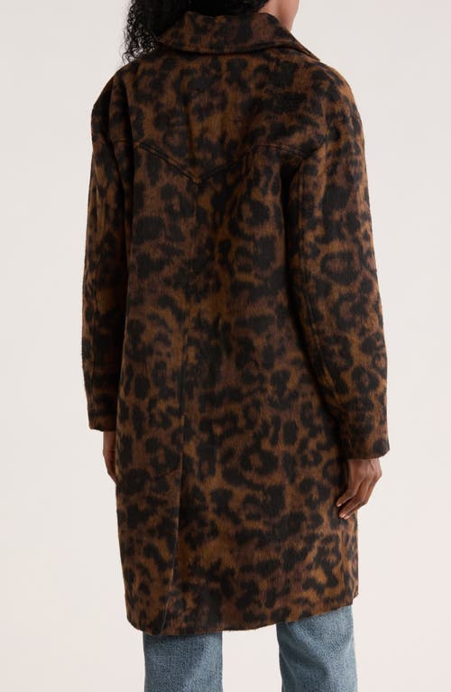 Lucky Brand Notch Lapel Faux Leather Trim Western Coat In Animal Print
