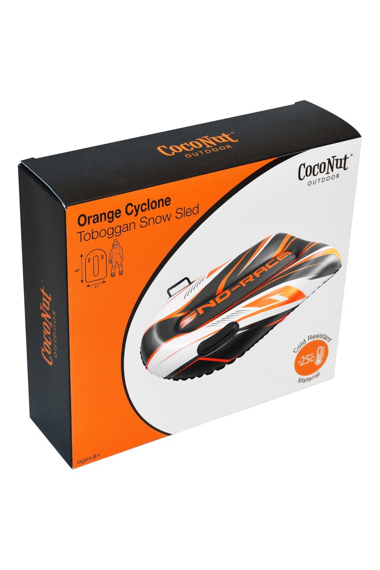 Orange Cyclone Snow Sled, 48x31", Inflatable, 200lb Cap,Ages 8+, Alternate, color, Multicolored