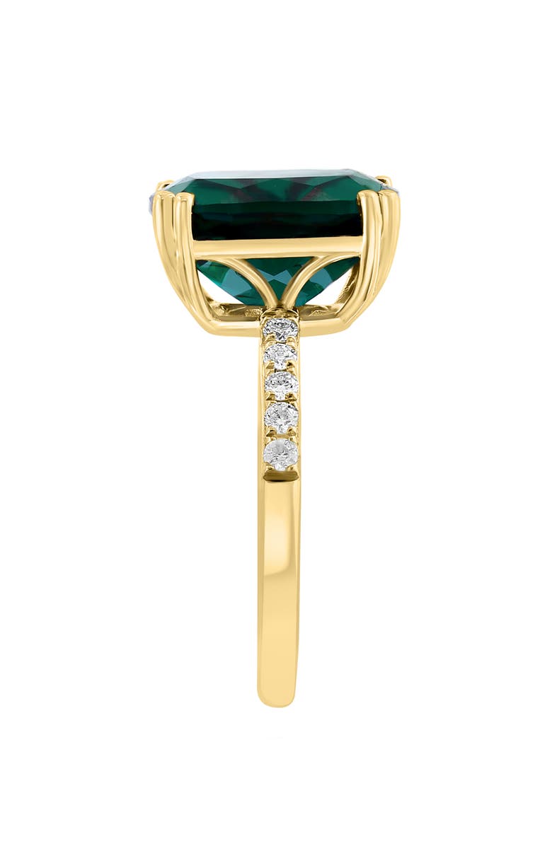 EFFY 14K Yellow Gold Lab Created Emerald & Lab Created Diamond Ring - 0.20ct. - Size 7, Alternate, color, Green