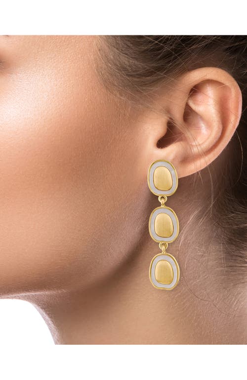 Jardin Enamel Inlay Triple Disc Drop Earrings