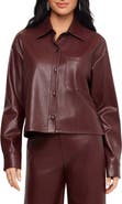 Karen Kane Faux Leather Buttoned Shirt Jacket