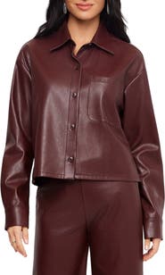 Karen Kane Faux Leather Buttoned Shirt Jacket