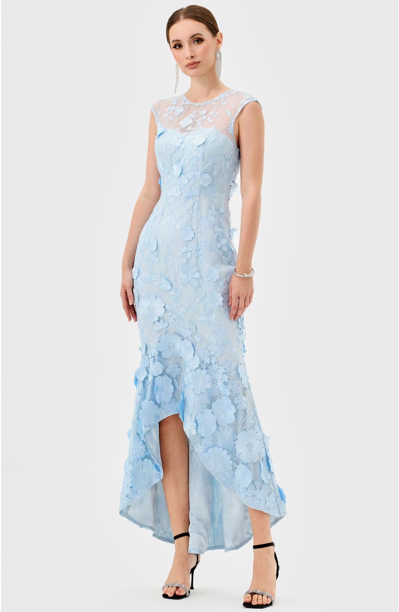 Bariano Freyja Cap Sleeve Hi Lo Midi, Alternate, color, Blue