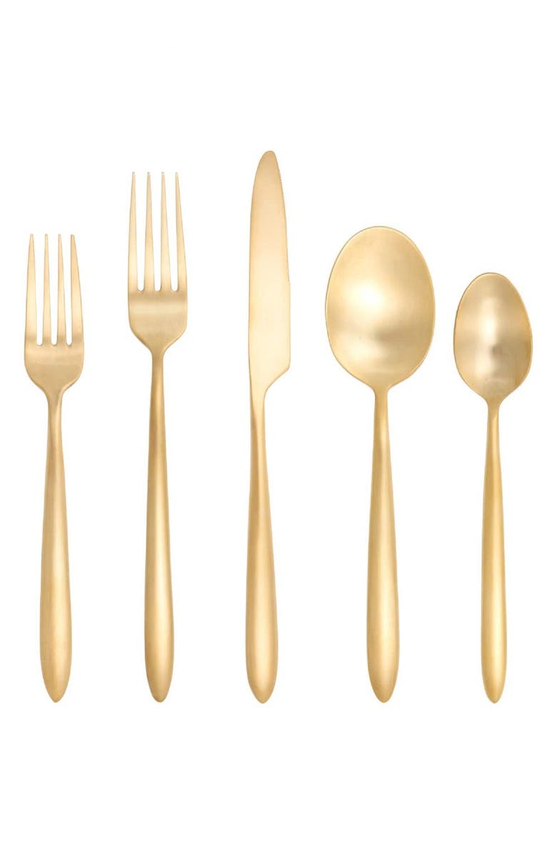 Fortessa Velo 20-Piece Stainless Steel Flatware Set, Main, color, Gold
