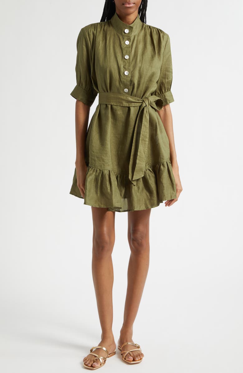 Veronica Beard Kaidin Ruffle Hem Dress, Main, color, Army