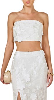 Endless Rose Embroidered Flower Strapless Top & Maxi Skirt Set