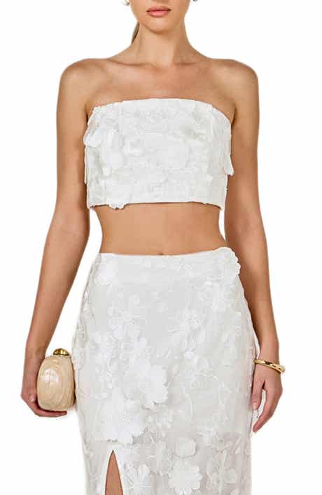 Endless Rose Embroidered Flower Strapless Top & Maxi Skirt Set