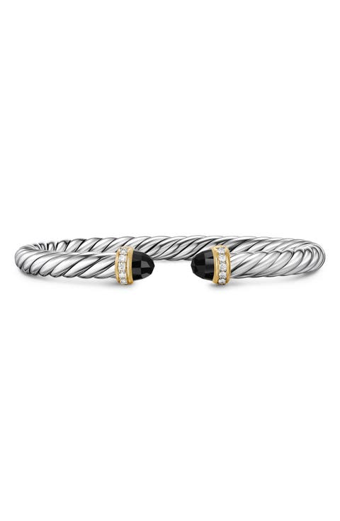 Cable Flex Bracelet with Black Onyx & Diamonds