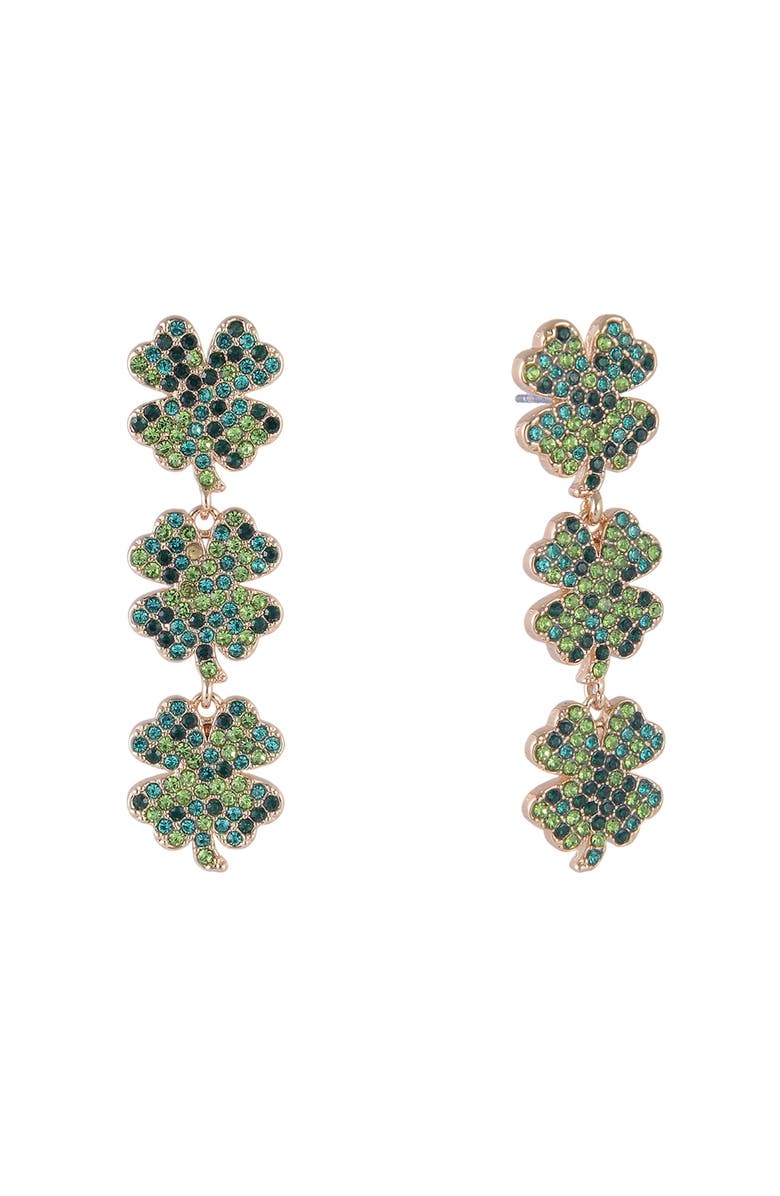 Hallmark Four Leaf Clover Linear Earrings, Main, color, Green