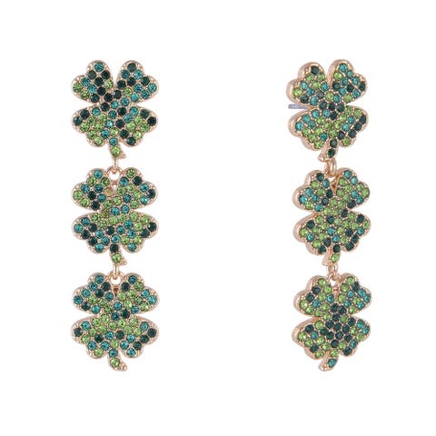 Four Leaf Clover Linear Earrings