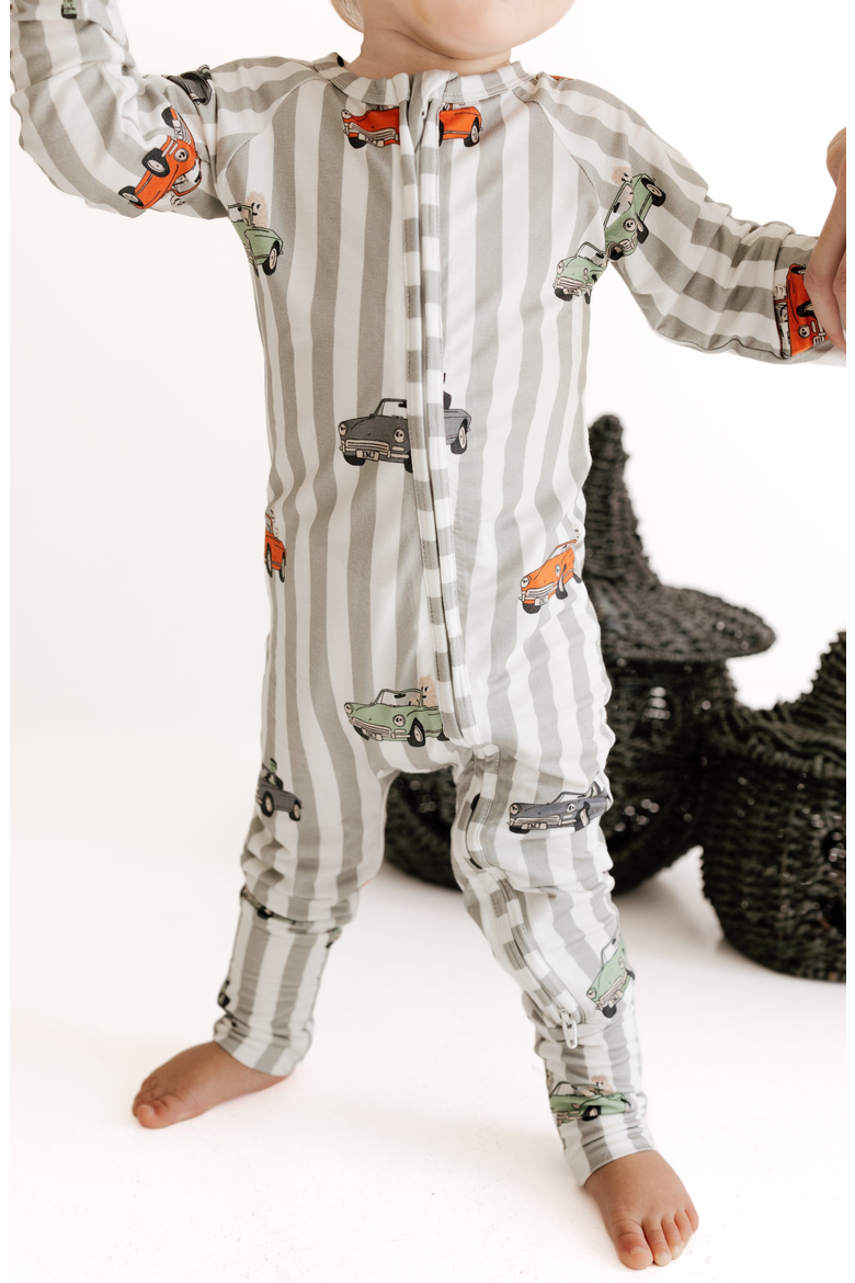 Spooky Little Riders Zipper Romper, Alternate, color, Grey Stripe