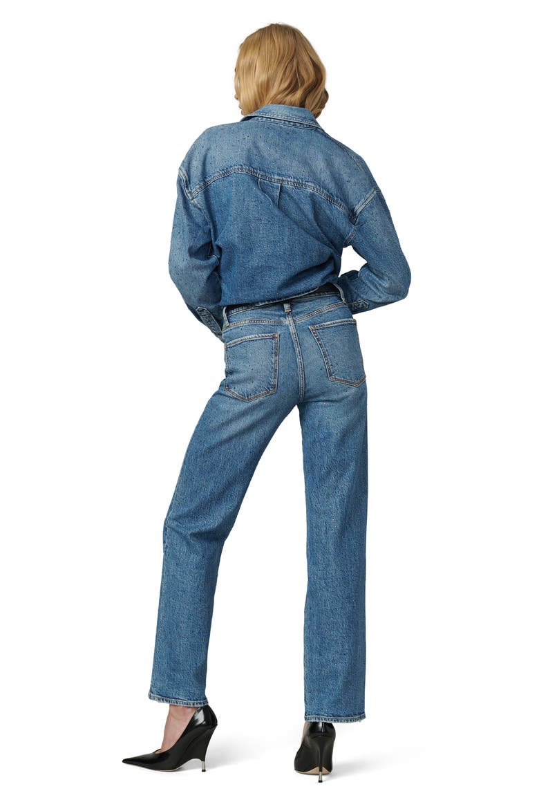 The Margot Embellished High Waist Straight Leg Jeans, Alternate, color, STARGAZE