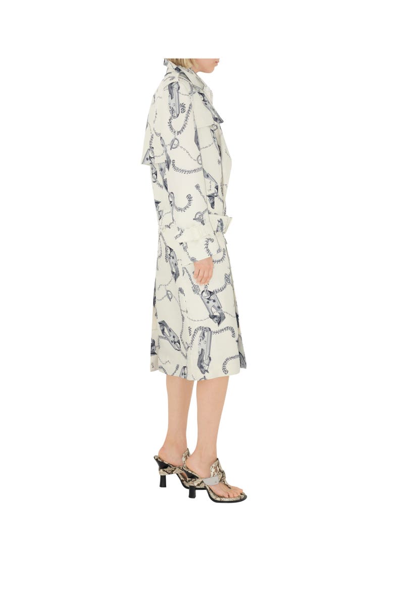 Long Knight Hardware Tricotine Trench Coat, Alternate, color, Silver/white
